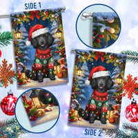 Santa Hat Holiday Dog Flag, Black Cocker Spaniel Christmas Garden Flag, Double-Sided Winter Pet Garden Flag, Cocker Spaniel Lover Present