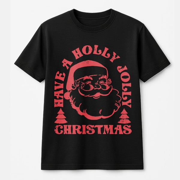 Have A Holly Jolly Christmas Graphic Tee, Retro Santa T-Shirt, Vintage Santa Claus Shirt, Adorable Holiday Season Graphic T-S
