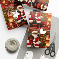 African American Santa Gift Wrap, Black Santa and Child Wrapping Paper, Inclusive Christmas Wrapping Paper, Holiday Gift Wrapping Paper Roll