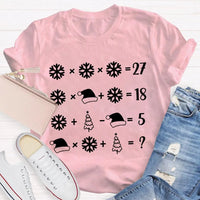 Snowflake Santa Hat Tree Shirt, Math Teacher Christmas T-Shirt, Humorous Math Holiday Tee, Teacher Christmas Present