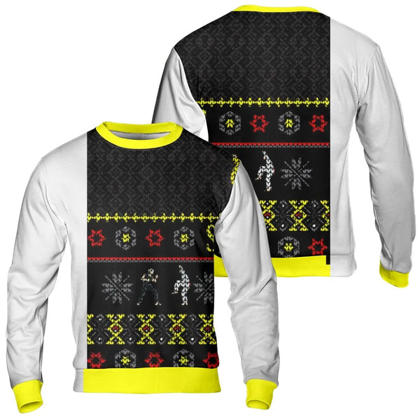 Retro Gamer Ugly Christmas Sweater, Fighting Game Pixel Art Sweatshirt, 8-Bit Arcade Holiday Crewneck, Video Game Xmas Sweats
