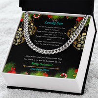 Holiday Present from Mom, Christmas Present for Son Cuban Link Chain Necklace, Mens Cuban Link Chain, Son Christmas Jewelry, Steel Chain Necklace