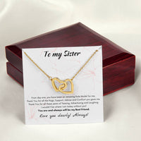 Sister Heart Necklace, Interlocking Hearts Necklace for Sister, Sentiment Message Heart Pendant Jewelry, Birthday Christmas Present for Her