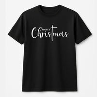 Christian Faith Script Shirt, Merry Christmas Cross T-Shirt, Minimalist Religious Xmas Tee, Holiday Graphic T-Shirt, Present for Men and Women