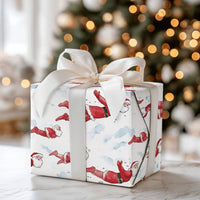 Whimsical Christmas Cloud Gift Wrap, Superhero Flying Santa Wrapping Paper, Humorous Holiday Hero Wrapping Paper, Flying Santa Gift Wrap