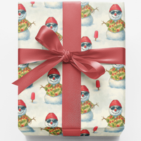 Summer Christmas Gift Wrap, Tropical Snowman Wrapping Paper, Beach Holiday Wrapping Paper, Coastal Winter Gift Wrap, Fun Present Paper