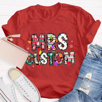 Custom Family Holiday Shirt, Personalized Christmas Lights Name T-Shirt, Adorable Festive Graphic Tee, Matching Christmas Crewneck T-Shirt