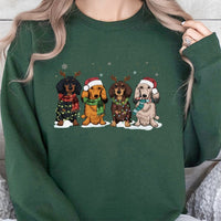 Adorable Festive Dog Holiday Sweater, Dachshund Christmas Sweatshirt, Wiener Dog Xmas Crewneck, Dachshund Lover Sweatshirt, Dog Mom Holiday Present