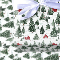 Rustic Country Christmas Gift Wrap, Red Barn Winter Forest Wrapping Paper, Snowy Cabin Farmhouse Wrapping Paper, Holiday Present Present Decor