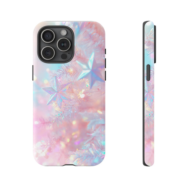 Iridescent Star Phone Case, Pastel Christmas iPhone Case, Dreamy Holiday Tough Phone Case, Adorable Winter Aesthetic iPhone C