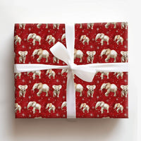 Red Snowflake Animal Gift Wrap, Watercolor Elephant Christmas Wrapping Paper, Winter Wildlife Elephant Wrapping Paper, Xmas Wrapping Paper