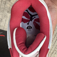 Mid Top Sneakers, White Red Colorway, Lace Up Design, Casual Gift for Sneaker Fans