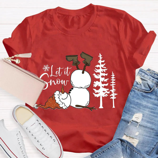 Let It Snow Teacher Shirt, Humorous Snowman Christmas T-Shirt, Adorable Winter Holiday Tee, Festive Classroom Graphic T-Shirt