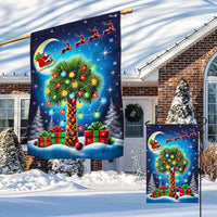 Palm Tree Santa Sleigh Moon Flag, South Carolina Christmas Garden Flag, Double Sided SC Palmetto Holiday Flag, Coastal Xmas Yard Decor