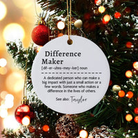 Teacher Appreciation Christmas Ornament, Difference Maker Ornament, Coach Ceramic Tree Ornament, Coworker Holiday Keepsake Ornament