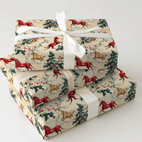 Equestrian Holiday Holly Gift Wrap, Vintage Horse Christmas Wrapping Paper, Country Snowflake Wrapping Paper, Horse Lover Present