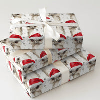 Watercolor Santa Hat Bird Gift Wrap, Christmas Emu Wrapping Paper, Festive Snowflake Present Wrapping Paper, Holiday Gift Wrap Roll