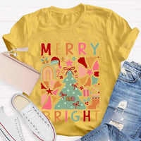 Festive Holiday Graphic Tee, Merry and Bright Christmas Trees T-Shirt, Adorable Winter Tree Shirt, Christmas Season Unisex Apparel Present