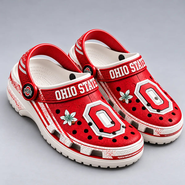 OSU Scarlet and White - Block O Buckeye Clogs - main