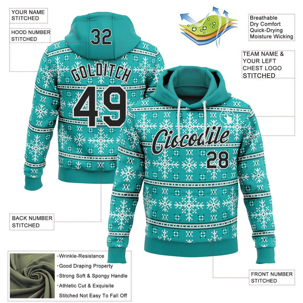 Personalized Holiday Team Sweatshirt, Custom Ugly Christmas Sports Hoodie, Printed Name Number Pullover Hoodie, Festive Game 