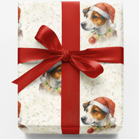 Christmas Puppy Gift Wrap Paper, Watercolor Jack Russell Wrapping Paper, Adorable Dog Holiday Wrapping Paper, Dog Lover Xmas Wrap, Present Wrap