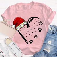 Merry Christmas Graphic T-Shirt, Santa Hat Snowflake Heart Shirt, Festive Winter Holiday Tee, Adorable Heart Christmas Shirt, Holiday Present Tee