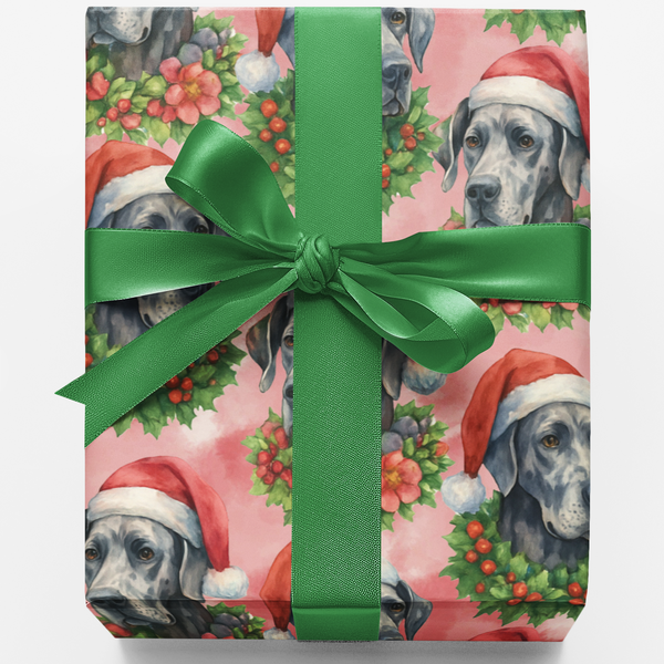 Watercolor Dog Wrapping Paper, Great Dane Wrapping Paper, Christmas Dog Gift Wrap, Festive Holiday Wrapping Paper, Dog Lover 