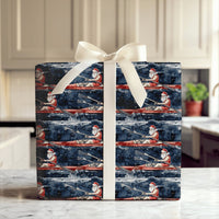 Night Sky Crew Rower Gift Wrap, Santa Sculling Rowing Wrapping Paper, Watercolor Sports Santa Paper, Christmas Boating Wrapping Paper Roll