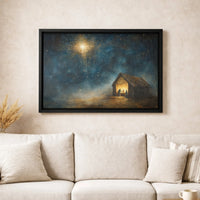 Star of Bethlehem Oil Painting Canvas Wall Art, Nativity Scene Canvas Print, Religious Christmas Canvas Decor, Holy Family Art Print
