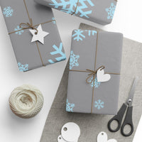 Modern Winter Holiday Gift Wrap, Blue Snowflake Wrapping Paper, Christmas Snowflake Wrapping Paper, Elegant Xmas Gift Wrap Paper Roll