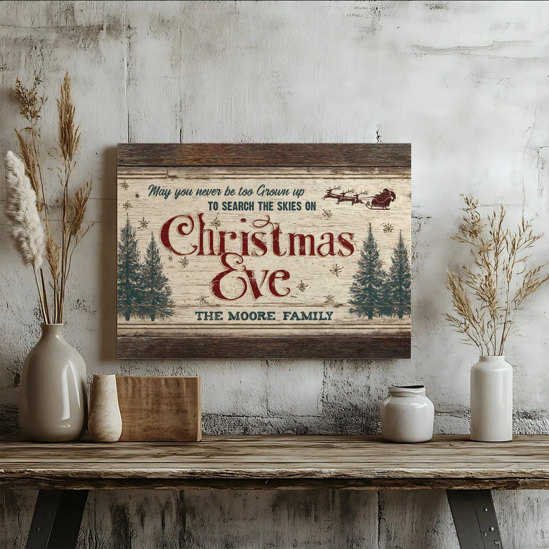 Custom Family Name Holiday Canvas Print, Personalized Christmas Canvas Wall Art, Rustic Farmhouse Decor, Xmas Keepsake Canvas Present