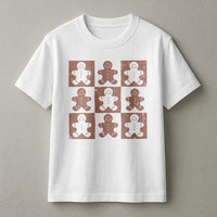 Retro Checkered Christmas Graphic Shirt, Gingerbread Man T-Shirt, Adorable Holiday Cookie Tee, Vintage Xmas T-Shirt for Women and Men