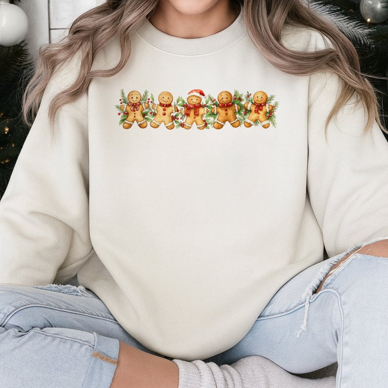 Watercolor Christmas Cookie Sweater, Gingerbread Man Sweatshirt, Adorable Baker Crewneck, Comfy Xmas Foodie Sweatshirt, Teacher Holiday Pullover