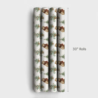 Plaid Scarf Wrapping Paper, Capybara Christmas Wrapping Paper, Adorable Animal Holiday Gift Wrap, Festive Watercolor Capybara Wrapping Paper