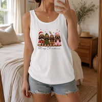 Merry Christmas Dog Tank, Christmas Cocker Spaniel Tank Top, Retro Santa Dog Sleeveless Tee, Holiday Dog Mom Tank Top, Xmas Present