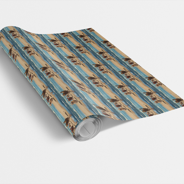 Running Doodle Beach Wrapping Paper, Seaside Goldendoodle Gift Wrap, Coastal Dog Present Paper, Adorable Birthday Christmas G