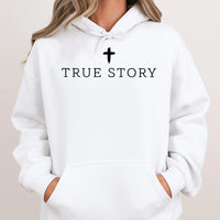 Minimalist Christian Christmas Pullover, True Story Jesus Nativity Hoodie, Religious Manger Scene Hooded Sweatshirt, Faith Holiday Present