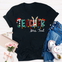 Custom Name Holiday Educator Shirt, Personalized Christmas Teacher T-Shirt, Festive Winter Graphic Tee, Christmas Teacher Present