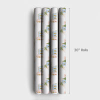 Tropical Village Wrapping Paper, Coastal Christmas Wrapping Paper, Watercolor Beach House Gift Wrap, Pastel Coastal Town Wrapping Paper