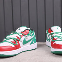 Low Top Sneakers, White Green Colorway, Lace Up Design, Casual Gift for Sneaker Fans