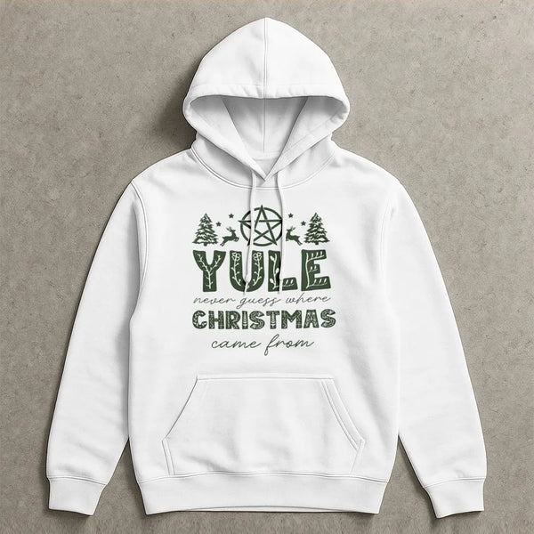 Winter Solstice Graphic Sweatshirt, Yule Pentagram Hoodie, Witchy Pagan Christmas Pullover, Wiccan Holiday Hooded Sweatshirt