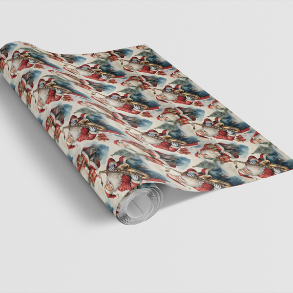 Vintage Jazz Christmas Wrapping Paper, Saxophone Santa Gift Wrap, Musician Holiday Gift Wrap, Retro Santa Present Paper, Musi