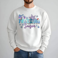 Snowflake Graphic Sweatshirt, It's Freezing Season Sweatshirt, Comfy Winter Holiday Crewneck, Christmas Winter Sweatshirt, Present for Her