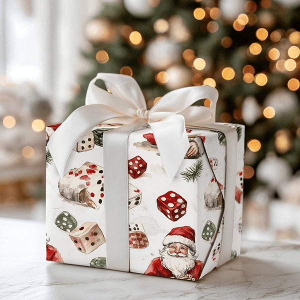 Poker Dice Christmas Gift Wrap, Casino Santa Wrapping Paper, Gambling Holiday Wrapping Paper, Casino Game Night Gift Wrap, Ho