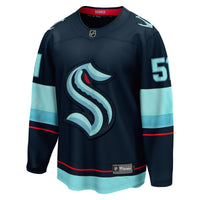 Seattle Kraken Shane Wright Deep Sea Blue Home Breakaway Player Jersey