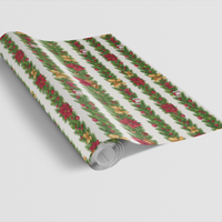 Pine Garland Gift Wrap, Watercolor Poinsettia Wrapping Paper, Elegant Christmas Wrapping Paper, Botanical Holiday Present Wrapping Paper