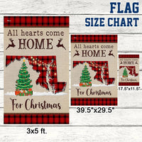 All Hearts Come Home for Christmas Yard Flag, Maryland Christmas Garden Flag, Buffalo Plaid State Pride Lawn Flag, Winter Holiday Decor