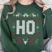 Humorous Matching Couples Holiday Sweater, HO Ugly Christmas Sweatshirt, Retro Xmas Party Pullover, Adorable Christmas Gag Present