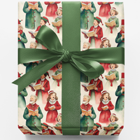 Victorian Holiday Choir Gift Wrap Roll, Vintage Christmas Carolers Wrapping Paper, Retro Christmas Wrapping Paper, Seasonal Present Wrap