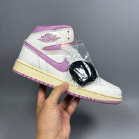 High Top Sneakers, White Purple Colorway, Lace Up Design, Casual Gift for Sneaker Fans